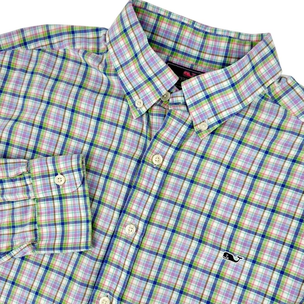 Vineyard Vines Plaid Slim Fit Whale Long Sleeve Shirt Size L